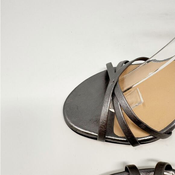 Stuart Weitzman Starla 80 Ankle Strap Leather Heel Gunmetal Gray Silver US 8 - Picture 7 of 9